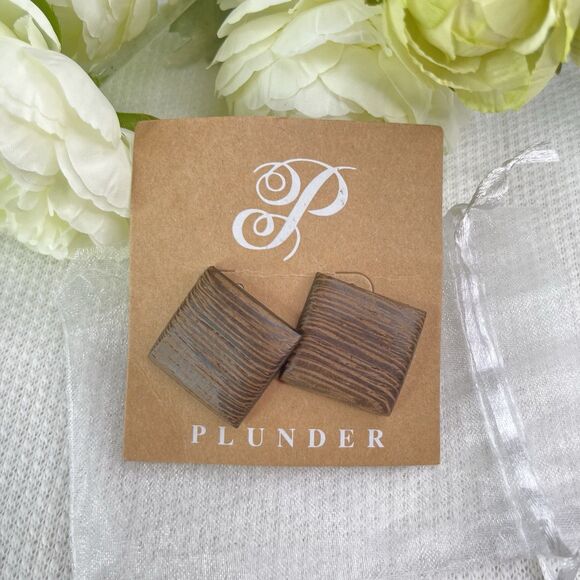 Plunder Design Wood Earrings "Alex" Jewelry Studs Women’s Fashion - Picture 1 of 3